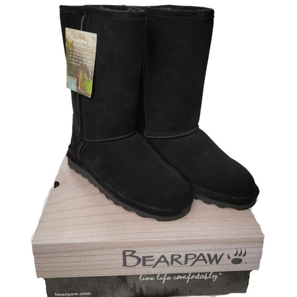 BearPaw Other - NIB BEARPAW Black Boots Elle Tall Youth Size 5 KIDS Soft Warm Cozy